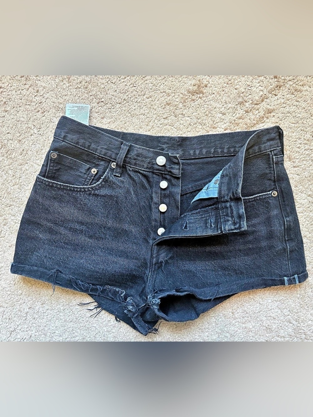 Levi's 501 Original Shorts 501 Black Jean Shorts Waist 28